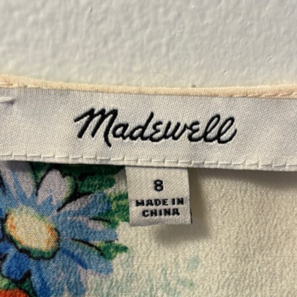 Madewell Silk Ruched Shirred Front Top in Classic Corsage Size 8 - Picture 4 of 5